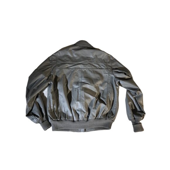 Etienne Aigner Women's Vintage Gray Leather Bomber Jacket - Picture 2 of 9